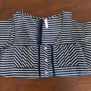 Navy Striped Blouse
